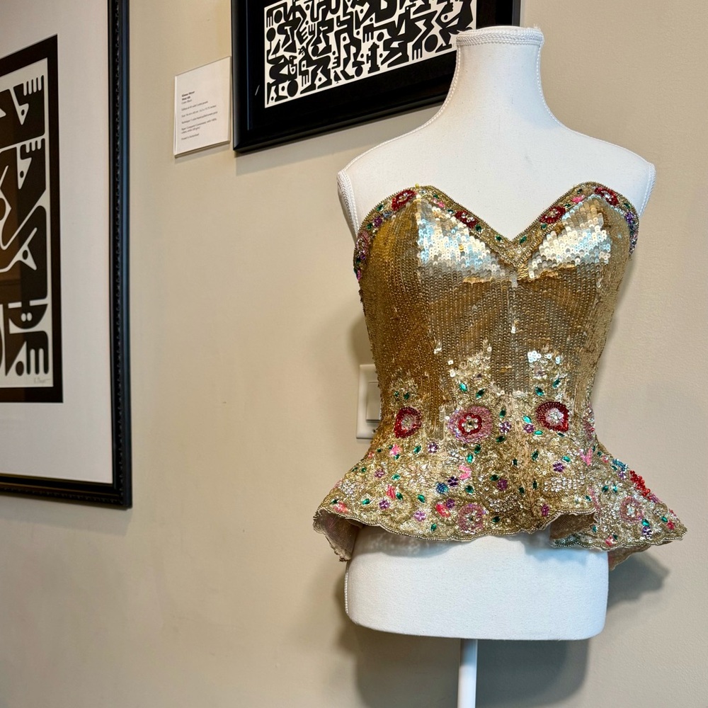Sherri Hill Gold Sequin Floral Peplum w/ matching skirt